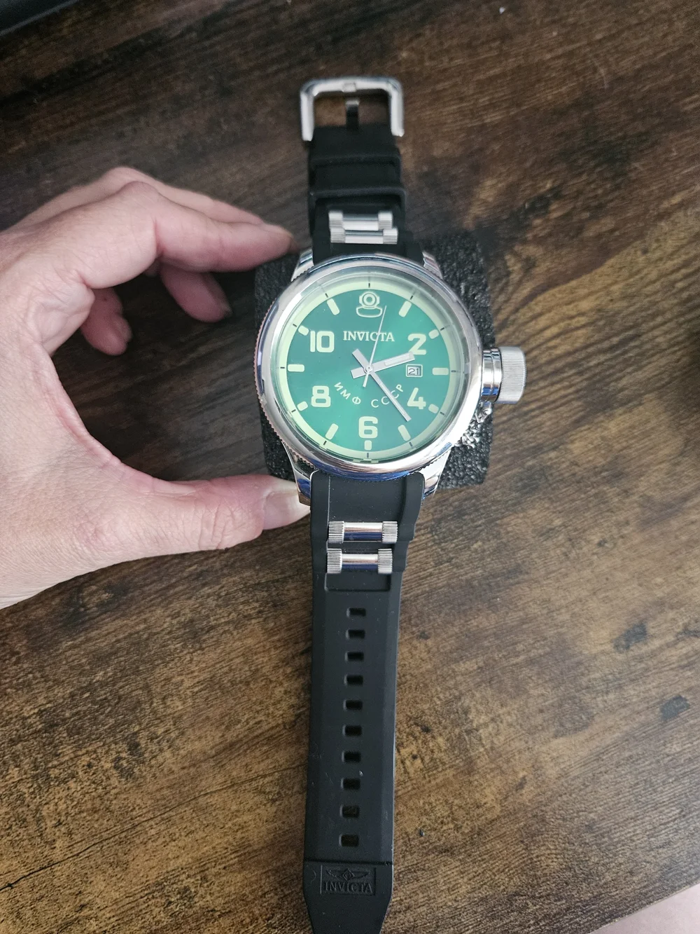 Invicta Men’s Green Dial Black Strap Watch